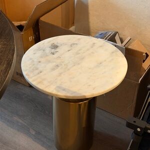 Elegant Cream and Gold Marble Side Table